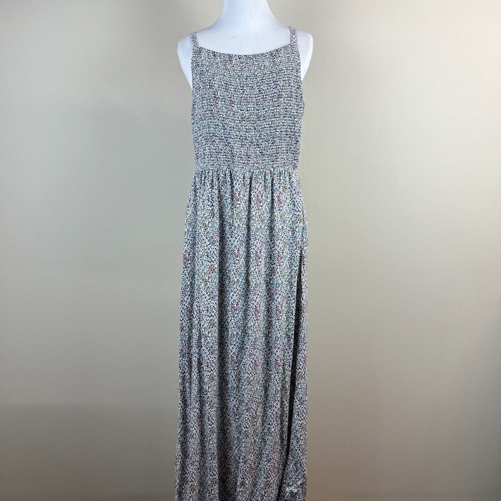 Old Navy Maxi Dress Womens Large Multicolor Floral Smocked Summer Sundress L